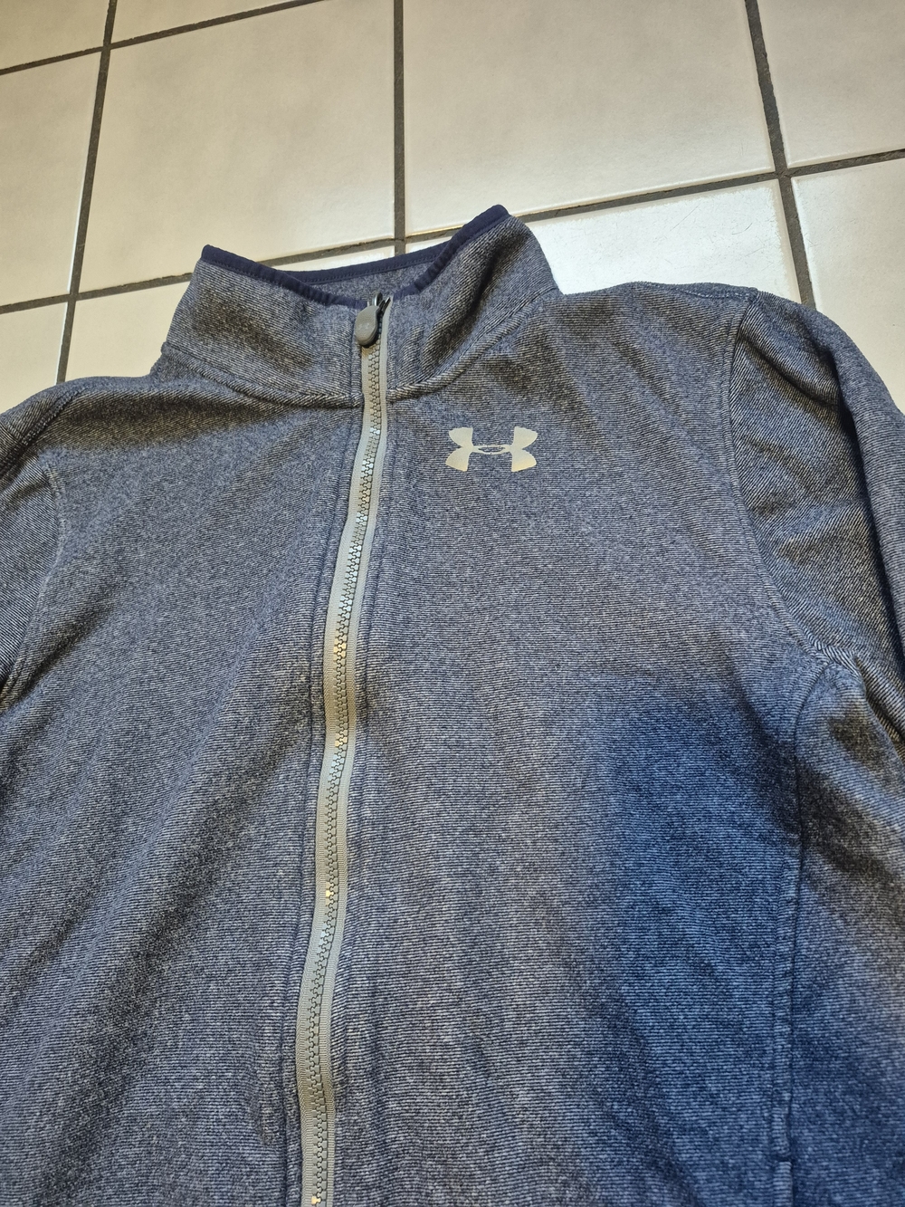 Under Armour Kid's Full-Zip Heathered Navy Jacket Size Youth XL - Picture 2 of 7